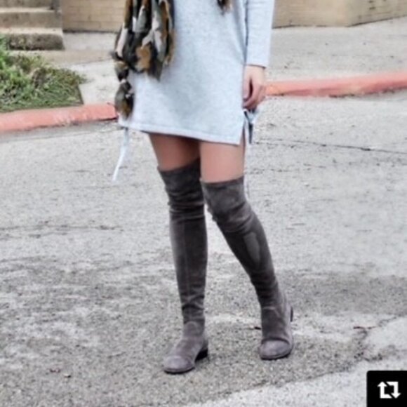 Kaitlyn Pan Paisley Slim Fit Over The Knee Flat Heel Boots color gray - Picture 1 of 5